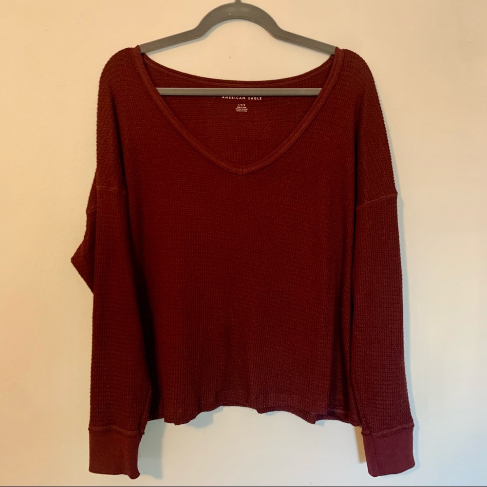 AE Soft & Sexy Plush V-Neck Waffle Shirt